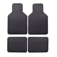4pcs Car Floor Mats Waterproof PU Leather Universal Car Mats, Simple Design for Men And Women Car Interior Accessories