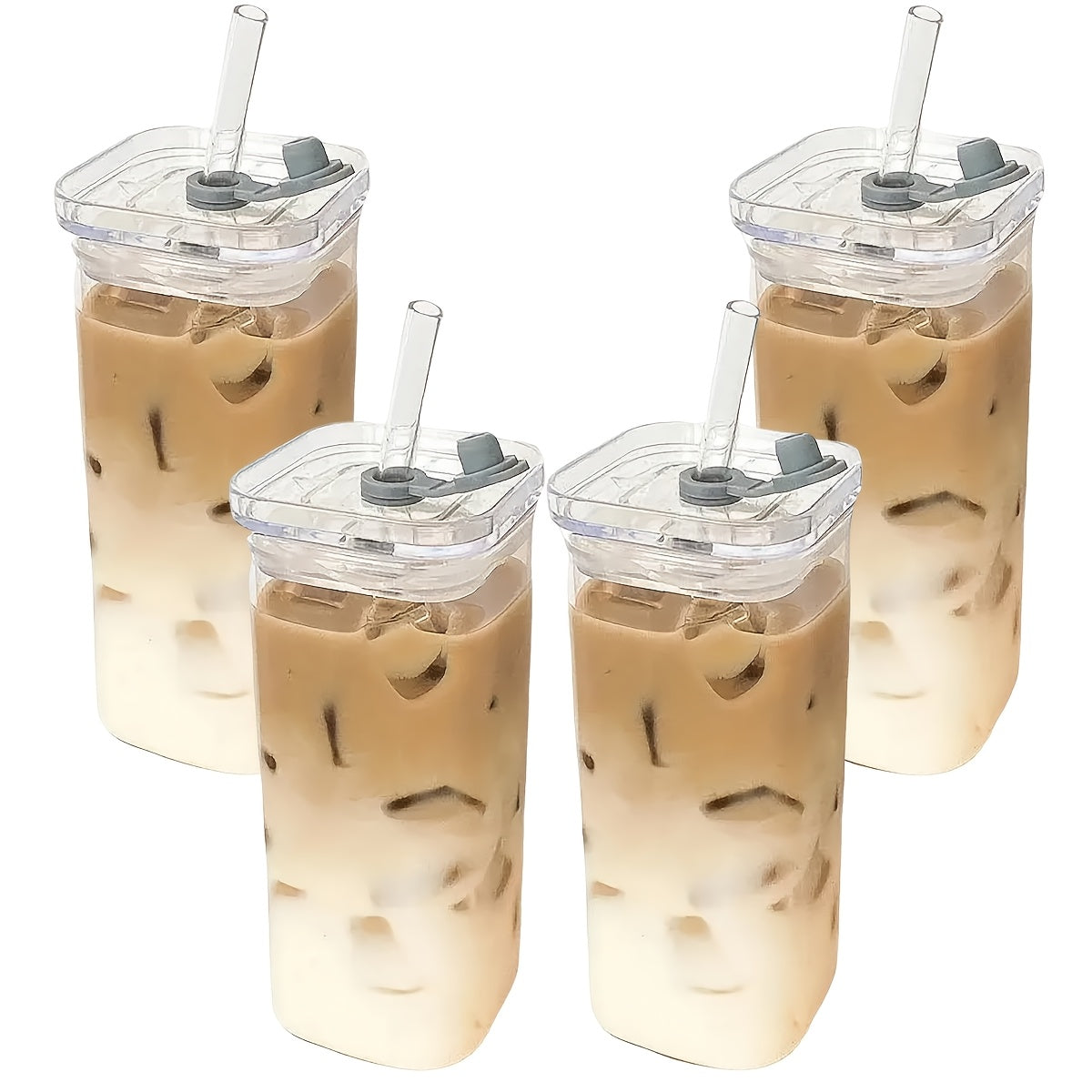4/6/8pcs Square Glass, Bpa-Free, High Borosilicate Material 13Oz Capacity Coffee Cups, Suitable for Office, Home, Travel Drinkware, Gifts for Her, Easter And Wedding Gift