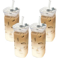 4/6/8pcs Square Glass, Bpa-Free, High Borosilicate Material 13Oz Capacity Coffee Cups, Suitable for Office, Home, Travel Drinkware, Gifts for Her, Easter And Wedding Gift