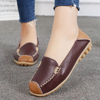 Lightweight Non Slip Women's Slip On Flat Loafers, Stitched Colorblock Walking Shoes