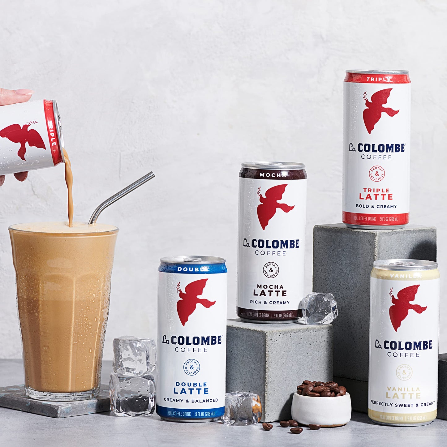 La Colombe Variety Pack Draft Latte, 12x9oz - Double, Triple, Mocha & Vanilla, 100% Arabica Cold Brew with Foamy Milk