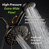 AquaDance 7" Premium High Pressure 3-Way Rainfall Combo with Stainless Steel Hose – Enjoy Luxurious 6-setting Rain Shower Head and Hand Held Shower Separately or Together – Oil Rubbed Bronze Finish