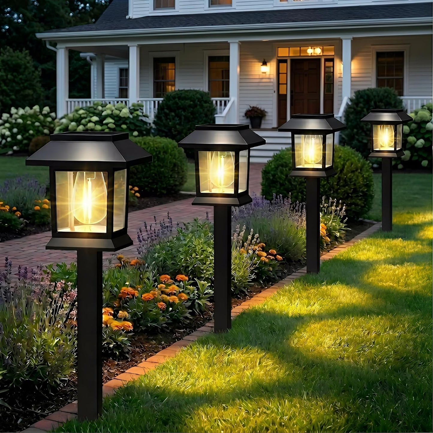 Solar Outdoor Lights, 12 Pack Solar Pathway Lights Waterproof, Landscape Lighting for Path Walkway Lawn Garden Yard Outside Décor, Black