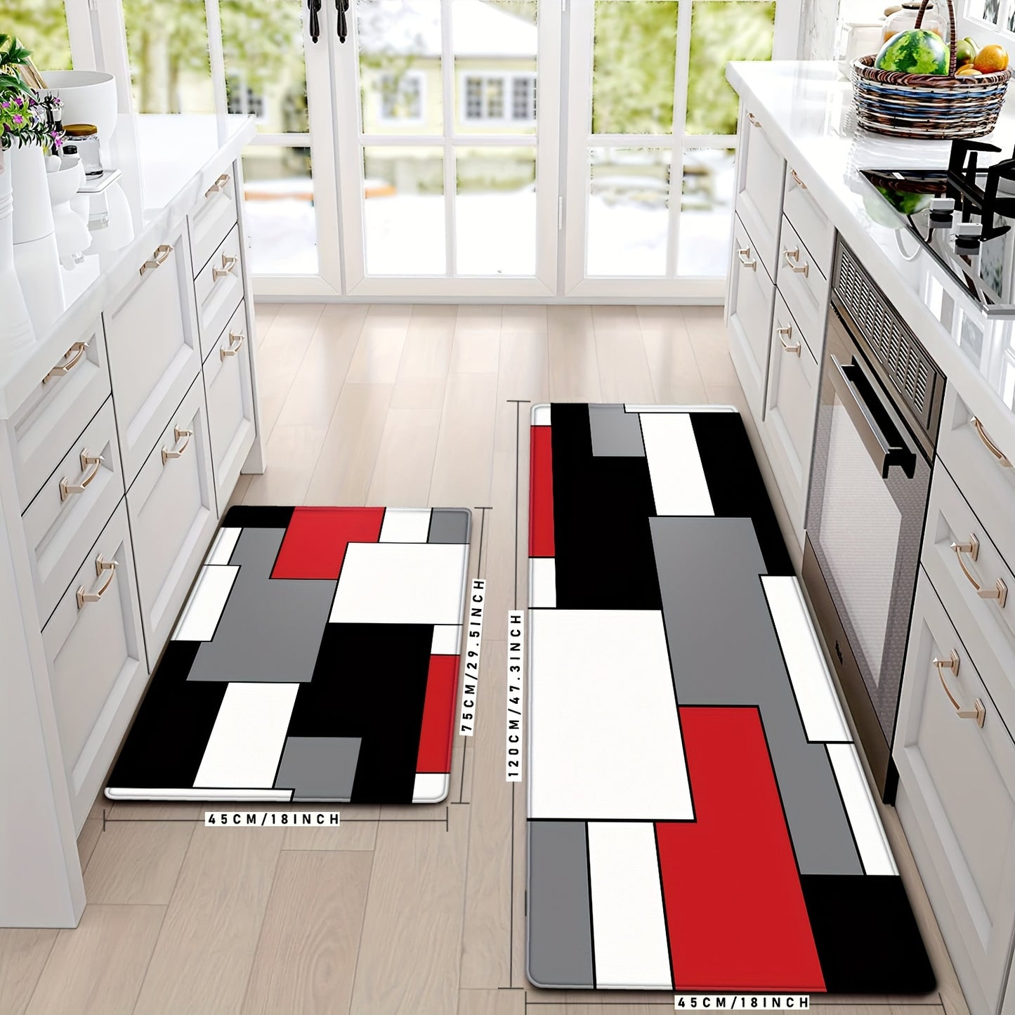 2pcs/set Chic & Comfy Kitchen Mats - Easy-Clean, Anti-Fatigue Design, Durable Entryway Rugs – Ideal for Home Spring Decor, Laundry & Shower Spaces