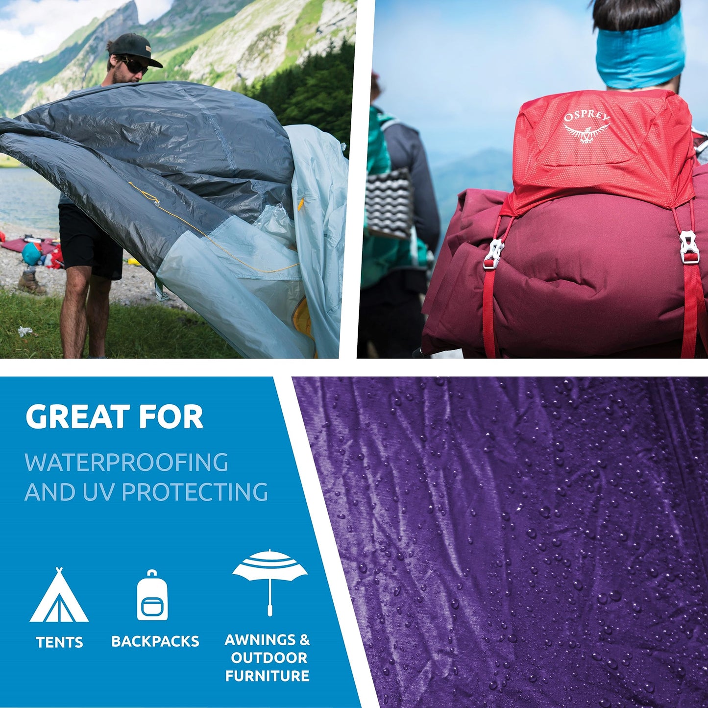 Nikwax Tent & Gear, Tent & Gear Solarproof, 500ml, Spray Waterproofing and UV Protector, Rain Protector, Restores DWR Water Repellency on Outdoor Fabric, Rain Fly, Canvas, Backpacks