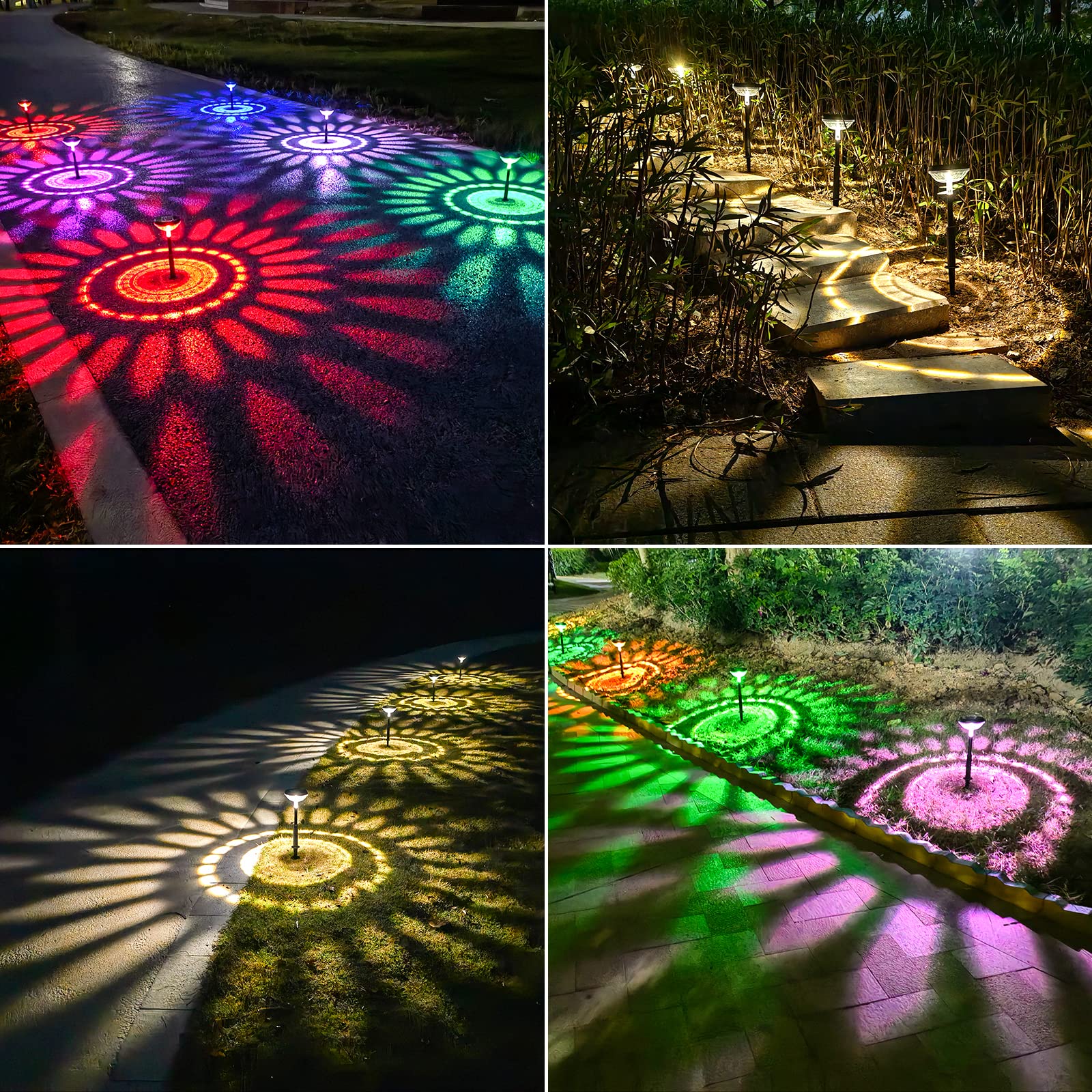 Nupostai Bright Solar Pathway Lights 8 Pack Color Changing Warm White Mega Mart Center