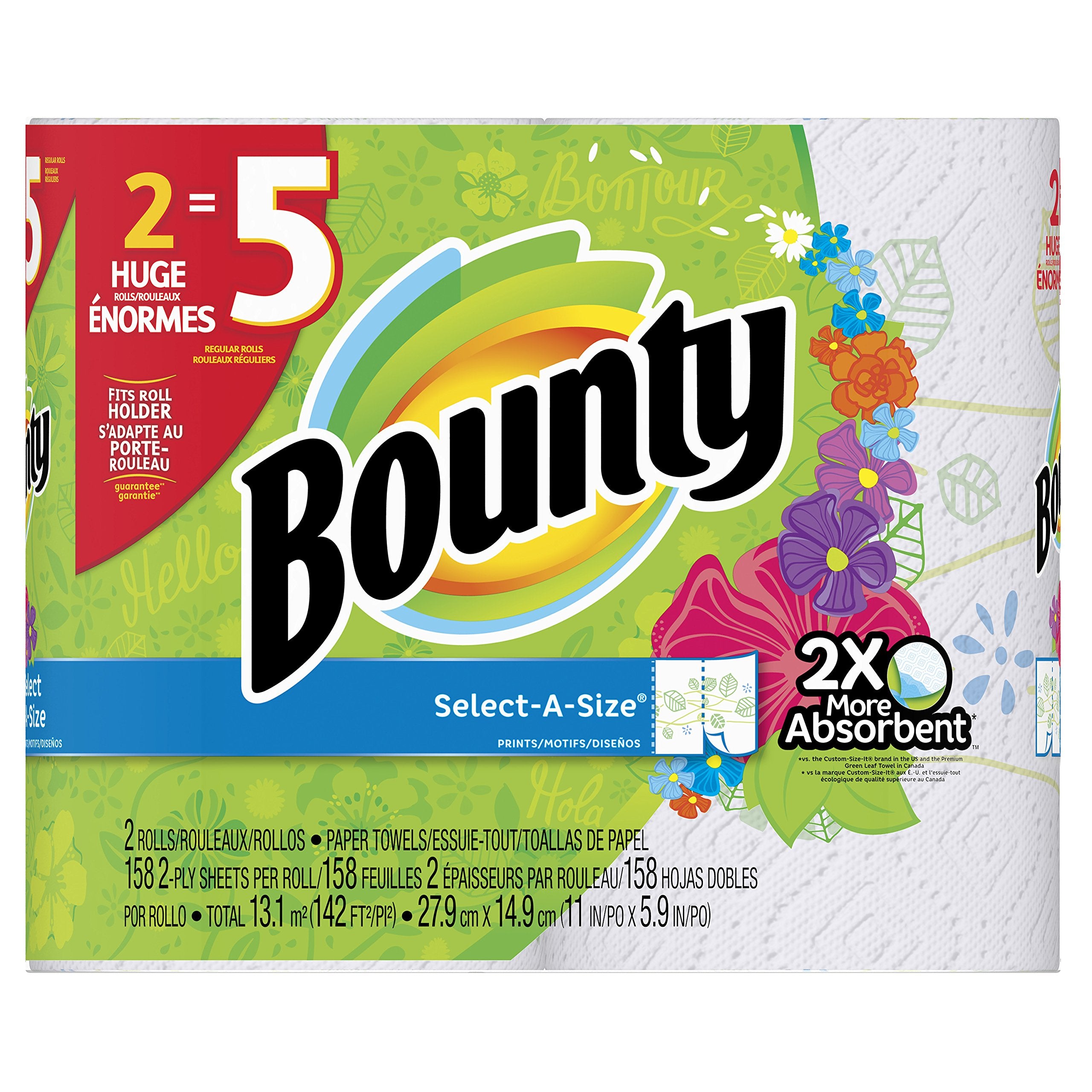 Bounty Select-A-Size Print Paper Towels, 2 Count