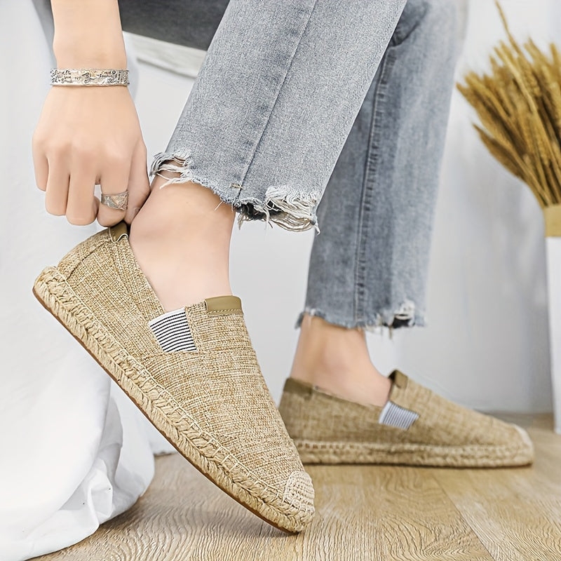 Men's Solid Color Simple Style Breathable Slip On Walking Shoes, Comfy Non Slip Casual Rubber Sole Shoes, Men's Footwear