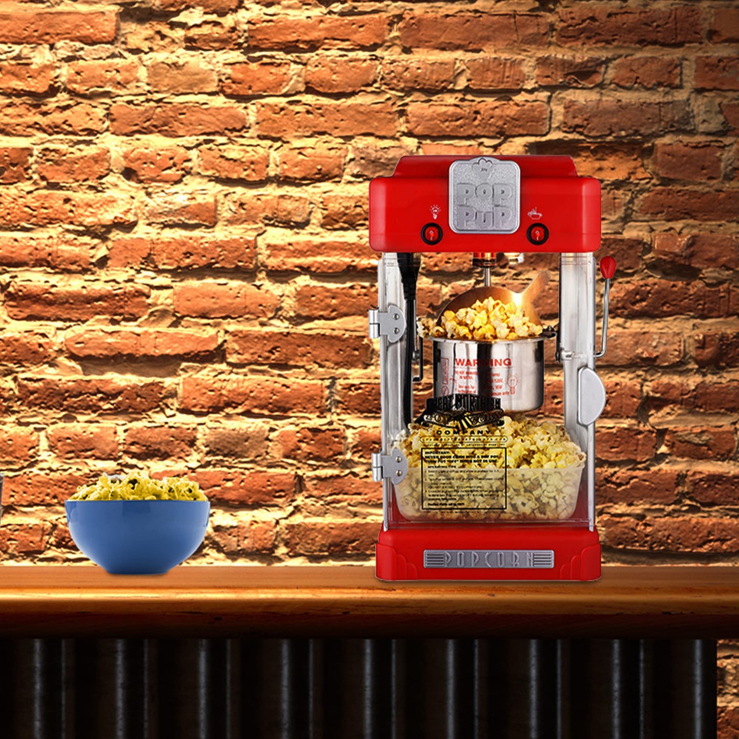 Pop Pup Popcorn Machine - 2.5-Ounce Kettle with 12-Pack Pre-Measured Popcorn Kernel Packets, Scoop, and Serving Cups by Great Northern Popcorn (Red)