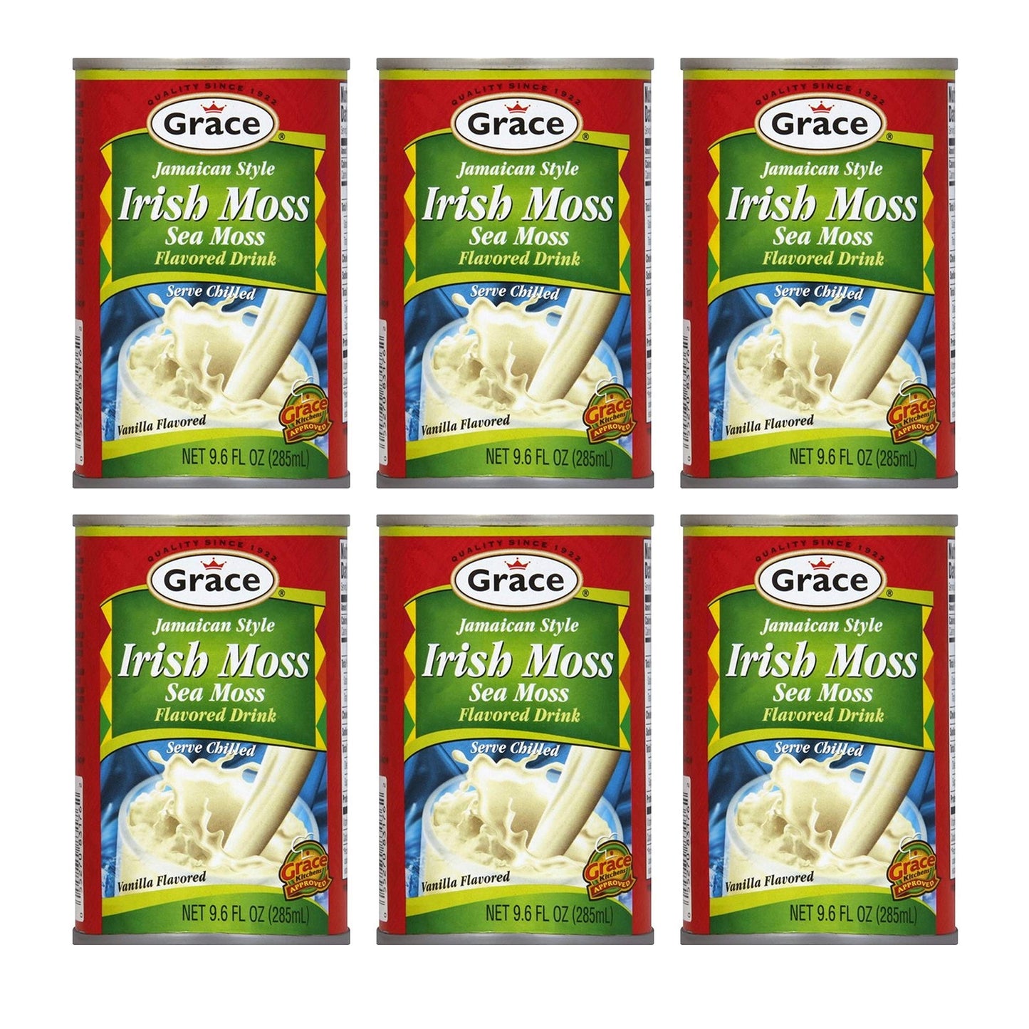 Grace Jamaican Vanilla Irish Sea Moss Drink (6 Pack, Total of 57.6fl.oz)