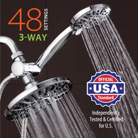 AquaDance for California - 7" Premium High Pressure 3-Way Rainfall Combo for Best of Both Worlds - Enjoy Luxury 6-Setting Rain Showerhead and Hand Held Shower Separately or Together - Chrome Finish