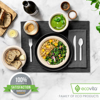 Ecovita 100% Compostable Knives - 140 Large Disposable Utensils (7 in.) Eco Friendly Durable and Heat Resistant Alternative to Plastic Knives with Convenient Tray