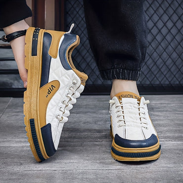 [Colour Block Skateboard Shoes] Men's Chic Street Style Colour Block Skateboard Shoes, Comfy Non Slip Casual Sneakers For Men's Outdoor Activities, Men's Footwear