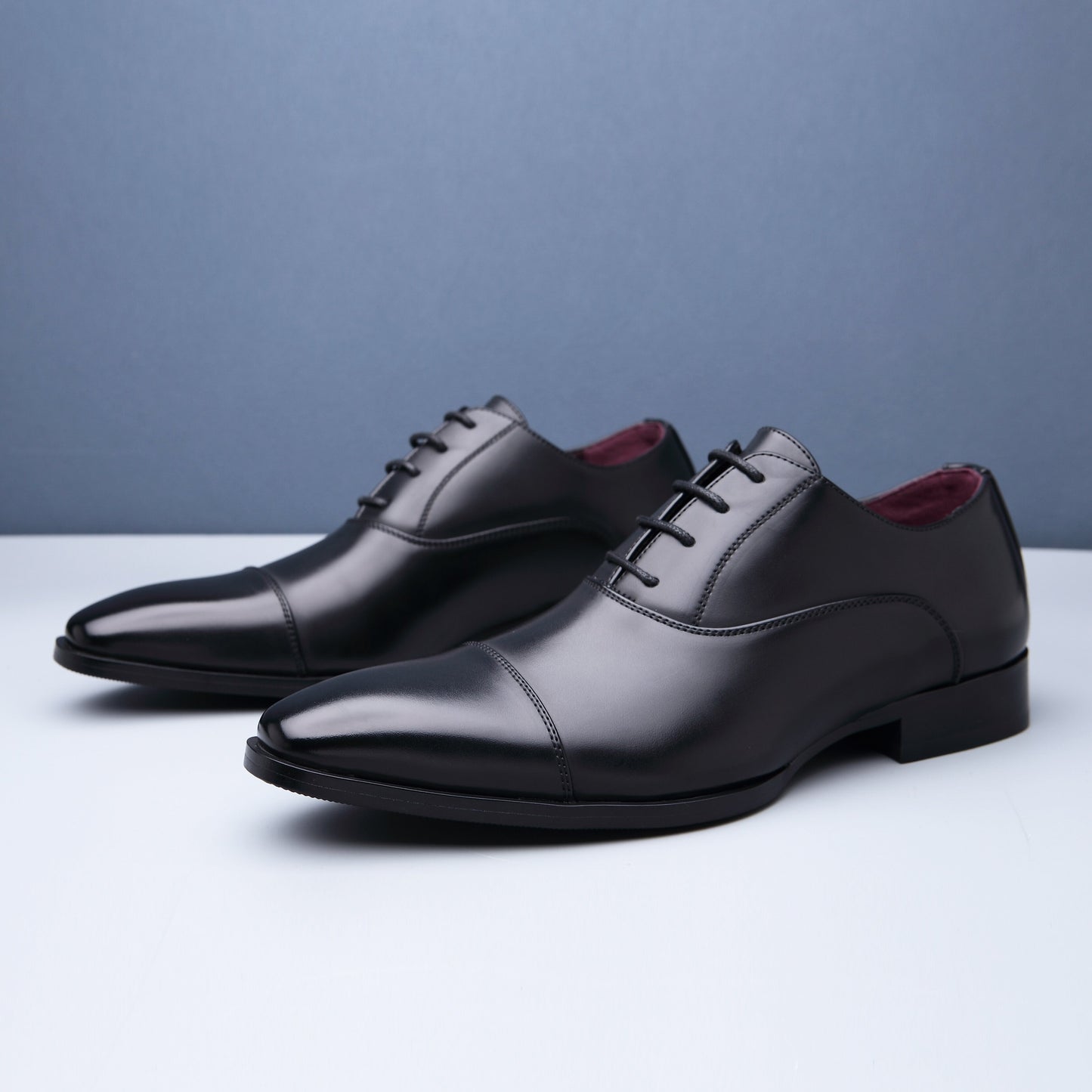 Men's Cap Toe Oxford Shoes, Comfy Non Slip Rubber Sole Lace Up Durable Formal Shoes, Men's Footwear