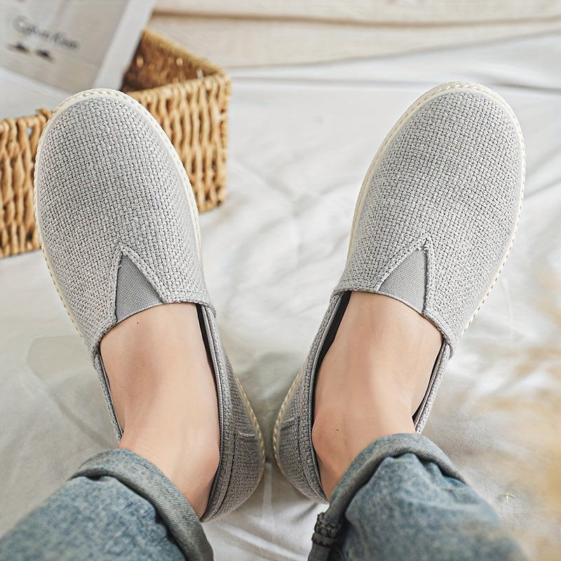 Comfy Slip-On Loafers - Men's Canvas Shoes with Breathable Solid Colours, Non-Slip Soles, Durable Design for Outdoor Activities and Casual Walking - Comfortable, Relaxed Fit for Men's Footwear