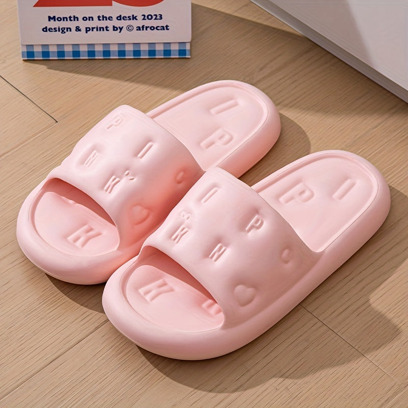 Men's Trendy Letter Print Open Toe Breathable Slippers, Comfy Non Slip Casual Soft Sole EVA Slides, Men's Footwear