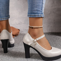 Chic & Elegant Ultrahigh Mary-Jane Pumps: Non-Slip, Round Toe, Solid Color - Your All-season Fashion Staple
