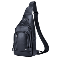 Fashion-Forward Men's Genuine Leather Bag: Adjustable, Spacious & Detailed for All Outings