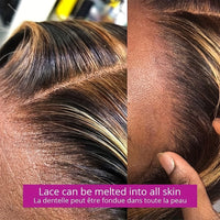 Glueless Wigs Human Hair Pre Cut Lace 4/27 Highlight Ombre Straight Lace Front Wig Human Hair 180% Density 5X5 HD Honey Blonde Lace Front Wig Human Hair For Women Pre Plucked With Baby Hair