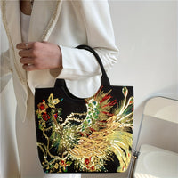 [Fashion Satchel] Retro Style Wo 'S Embroidered Satchel Bag | Fashion Double Handle Purse with Removable Strap