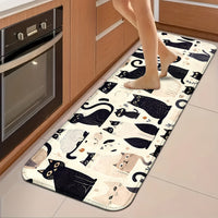 Cats Animal Kitchen Mats: Non-slip, Durable Bathroom Pads, Comfortable Standing Runner Rugs, Carpets for Kitchen, Home, Office, Sink, Laundry Room, Bathroom, Spring Decor, Available in Different Sizes