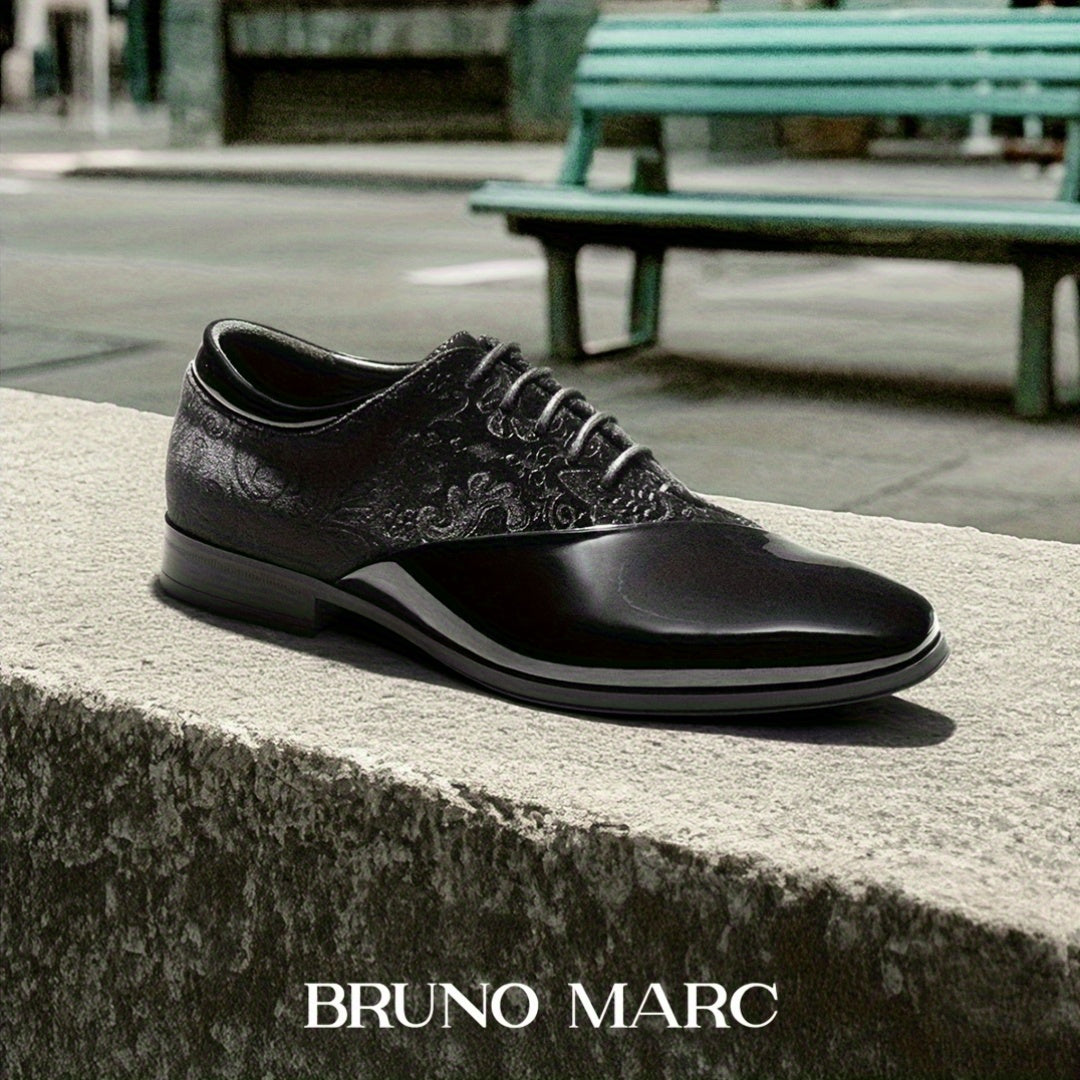 Bruno Marc Classic Glossy Velvet Men's Dress Shoes - Formal Oxford Lace-up Caden