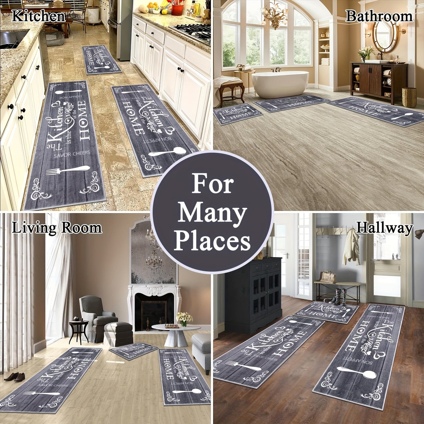 Boho Kitchen Rug Sets 3 Pieces, Washable Kitchen Mats for Floor, Non Slip Soft Kitchen Area Rug Floor Mat for Kitchen, Laundry Room and Hallway