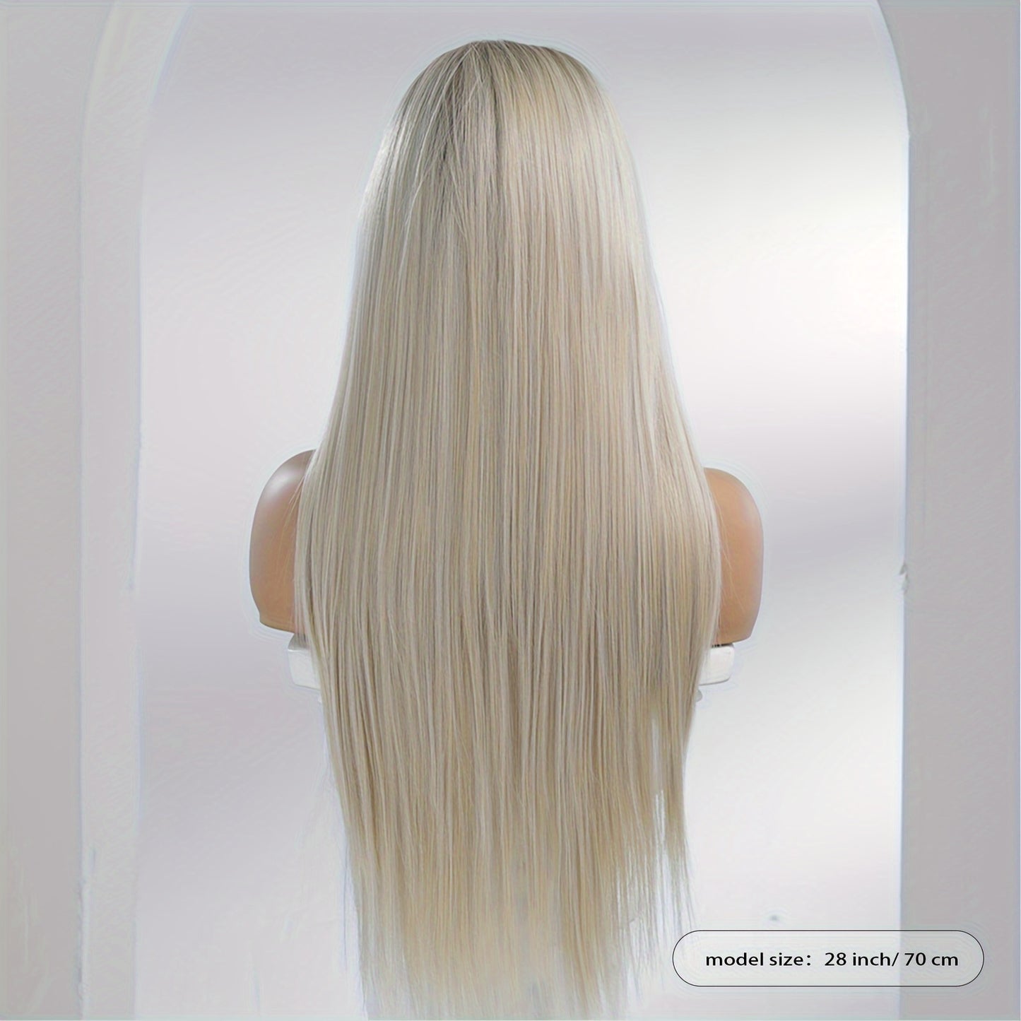Luxurious 28-Inch Ombre Blonde to Brown Lace Front Wig - High-Quality Heat-Resistant Synthetic Fiber, Easy to Wear & Comfortable Fit for Music Festivals, Parties, Weddings, Holidays & Graduations - Natural-Looking Straight Ha