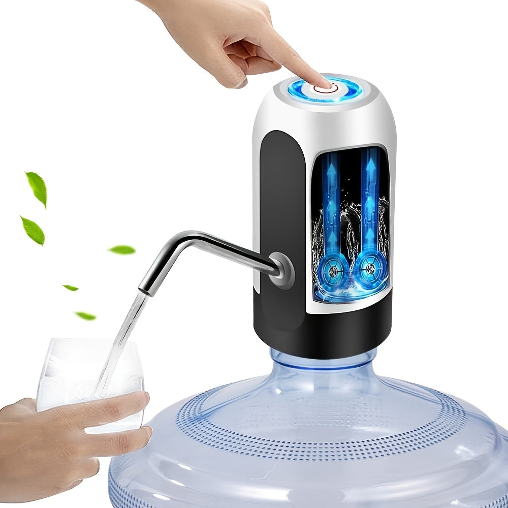 [Sanhao Electric Pump] Sanhao 1pc Electric Water Jug Pump - USB Rechargeable Automatic Drinking Water Dispenser for 3-5 Gallon Bottles - Portable Insert Mount with Built-in Lithium Battery for Camping, Sleek Design, Transpare