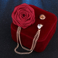 Men's Wedding Ceremony Groom Brooch - Handmade Rose Chain Brooch - For Grooms - Perfect for Wedding Occasions - Ideal Gift for Weddings & Anniversaries
