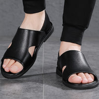 Men's Solid Color Open Toe Breathable Sandals, Comfy Non Slip Casual Durable Beach Water Shoes, Men's Footwear