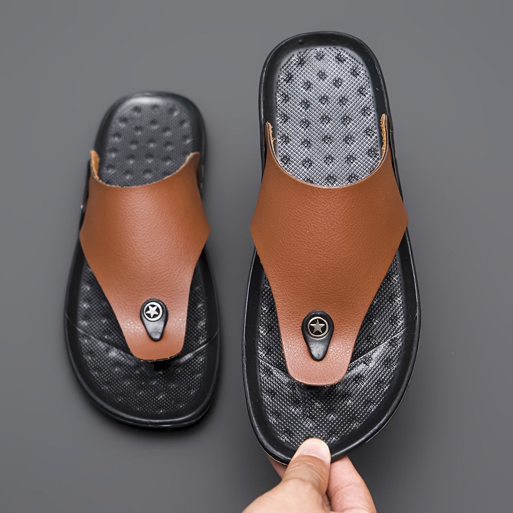 Men's Thong Sandals, Casual Lightweight Flip-flops Shoes Toe Post Sandals For Indoor Outdoor Walking, Beach Shoes For Spring And Summer