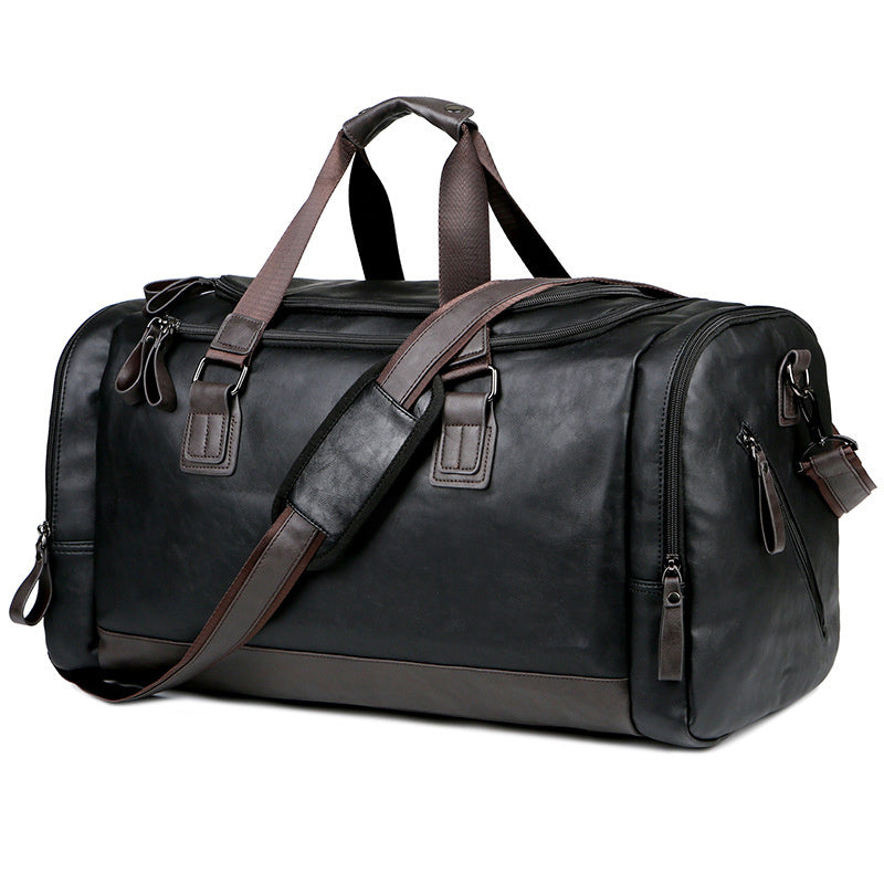 Men'S Genuine Travel Duffel Bag - Adjustable Shoulder Straps, Multiple Compartments, Durable & Stylish for Weekends, Trips & Daily Use (Black), Luggage for Travel, Secure Zipper Closure