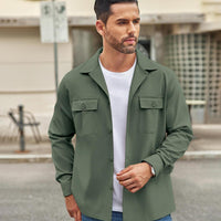 Men's Casual Shirt Jacket Linen Shacket Lightweight Work Coat Button Down Overshirt
