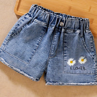 Vibrant Floral Graphic Denim Shorts - Ultra-Comfy, Stylish, and Durable - Perfect for Young Girls Summer Outfits and Daily Wear