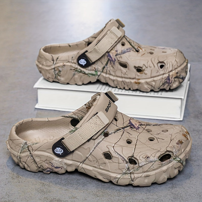 Men's Trendy Hollow Out Breathable Clogs, Comfy Non Slip Durable Soft Sole EVA Slippers For Men's Outdoor Activities, Men's Footwear