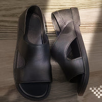 Men's Solid Color Open Toe Breathable Sandals, Comfy Non Slip Casual Durable Beach Water Shoes, Men's Footwear