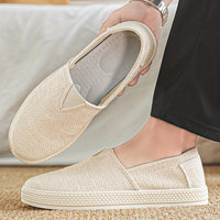 Comfy Slip-On Loafers - Men's Canvas Shoes with Breathable Solid Colours, Non-Slip Soles, Durable Design for Outdoor Activities and Casual Walking - Comfortable, Relaxed Fit for Men's Footwear