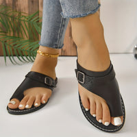 Womens Breathable Solid Color Mary-Jane Flat Shoes - Slip-On Design, Glitter Embellishment, Rubber TPR Sole, Synthetic Leather Upper - Perfect for Casual Summer Beach Wear