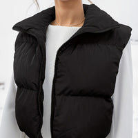 Stylish High Neck Sleeveless Vest Coat - Zip-Up, Casual, Solid Color, Women's Outerwear - Perfect for Daily Wear, Travel, and Outdoor Activities