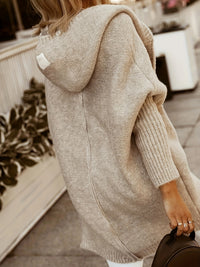 Fall/Winter Cozy Chic Hooded Cardigan - Women's Casual Batwing Sleeve Knit Sweater Coat, 100% Polyester