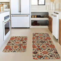 Sm:)e Flowers Bohemia Kitchen Mats Set Of 2, Daily Boho Home Decor Low-Profile Kitchen Rugs for Floor - 17x29 And 17x47 Inch