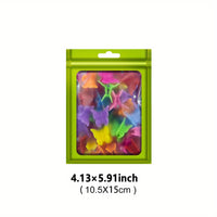 [Holographic Zipper Lock Bags] 100-Pack Holographic Zipper Lock Resealable Bags | Moisture-Proof Aluminum Foil Polyester Film Flat Transparent Window Pouch for Electronics/Jewelry/Cosmetics Organization, 4 Size Options, Non-f