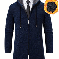 Men's Autumn And Winter Plush Thick Warm Mid Length Hooded Cardigan Best Sellers