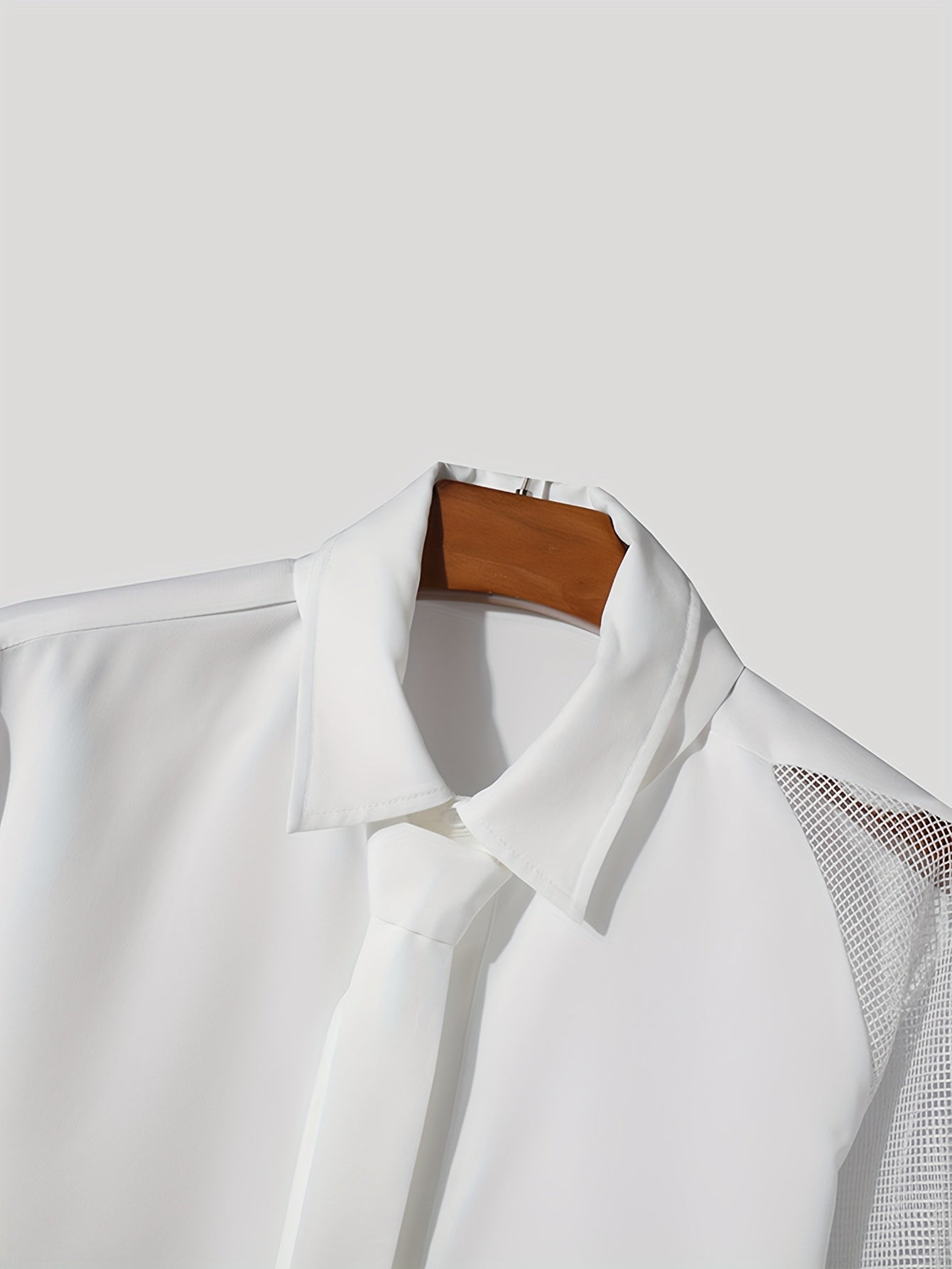 Cross-border foreign trade Men's shirt autumn new Men's casual shirt European and American Men's high-end banquet gentleman shirt plain long-sleeved net splicing shirt performance uniform