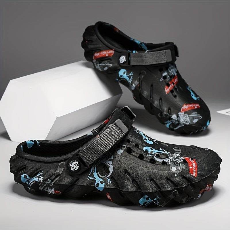 Men's Trendy Hollow Out Breathable Clogs, Comfy Non Slip Durable Soft Sole EVA Slippers For Men's Outdoor Activities, Men's Footwear