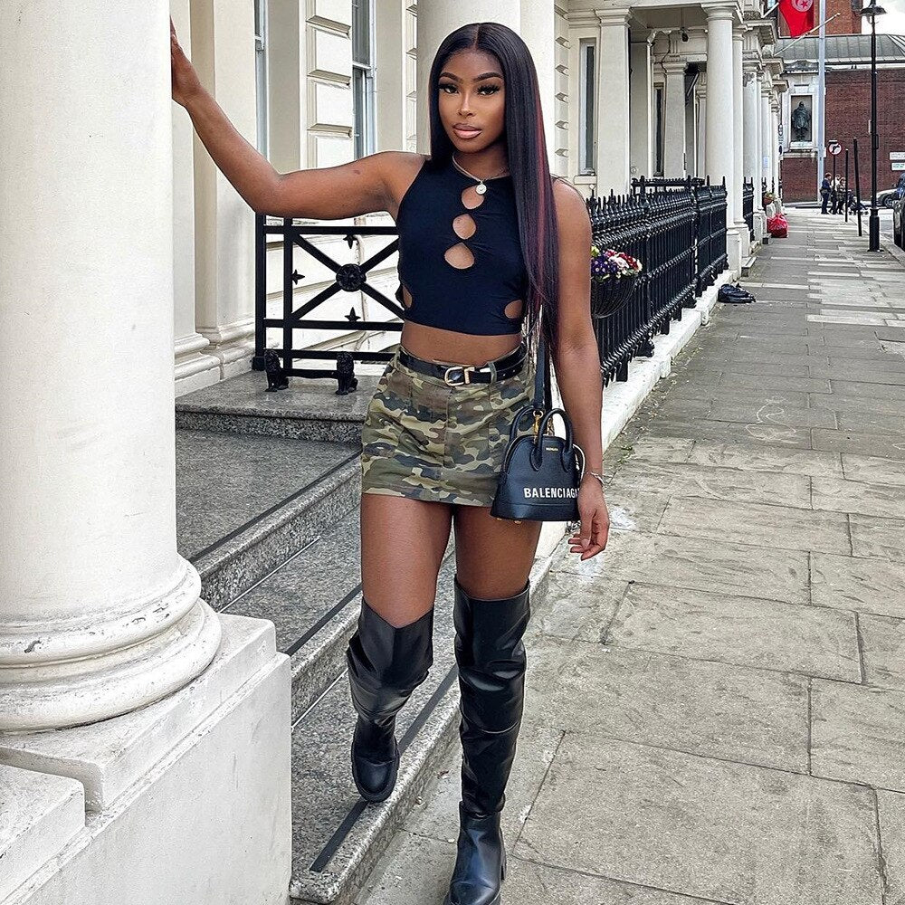 Cargo Mini Skirts Camo Camouflage Short Micro Army Green 2022 Hot Girls Summer Fashion New Arrivals Y2K 90s Streetwear