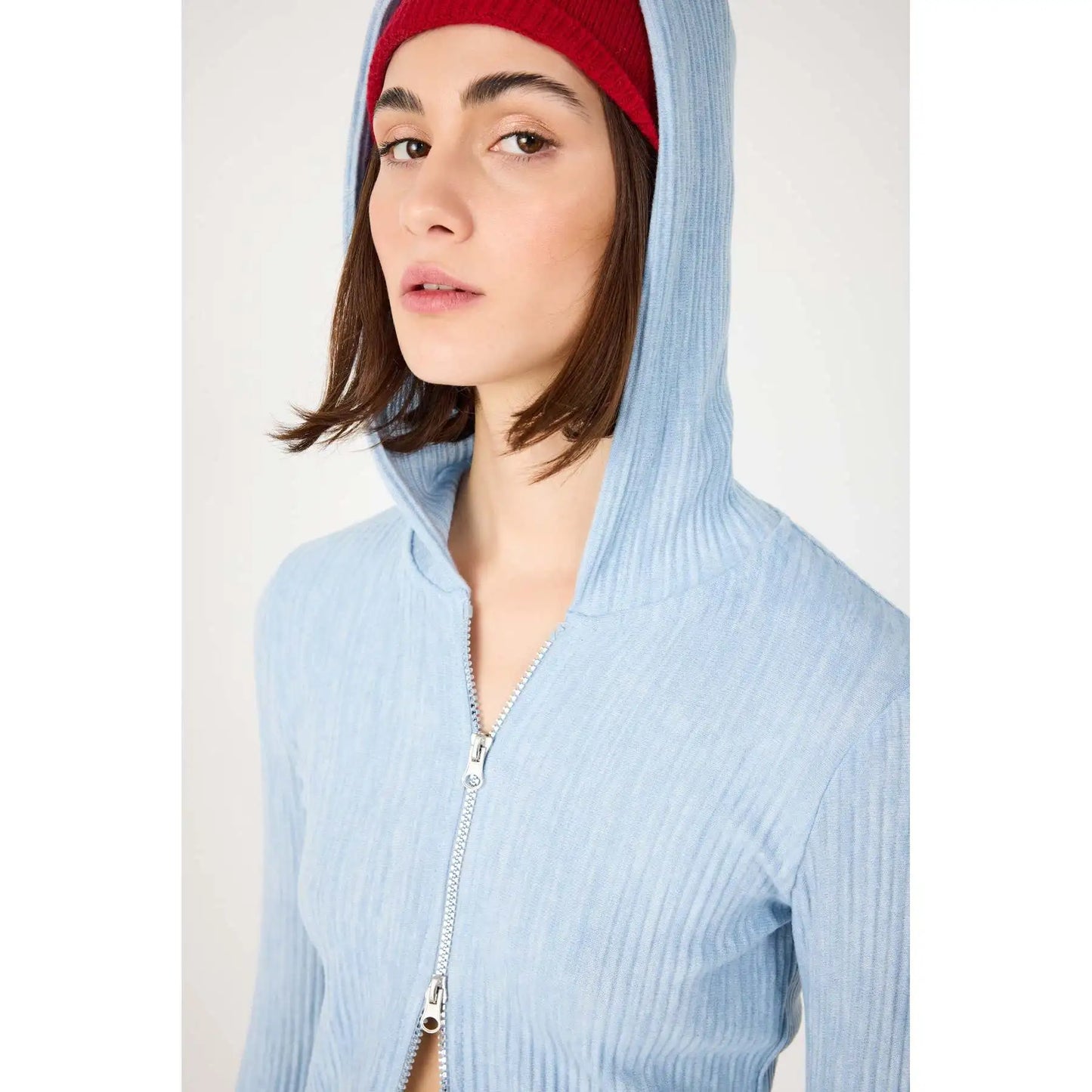 Hooded Cardigan with Zipper