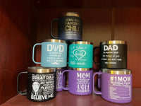 Custom Logo Name Stainless Steel Insulated Coffee Mug Tumbler with Handle 12 oz 360ml Tumbler Cup with Lid for Hot & Cold Drinks