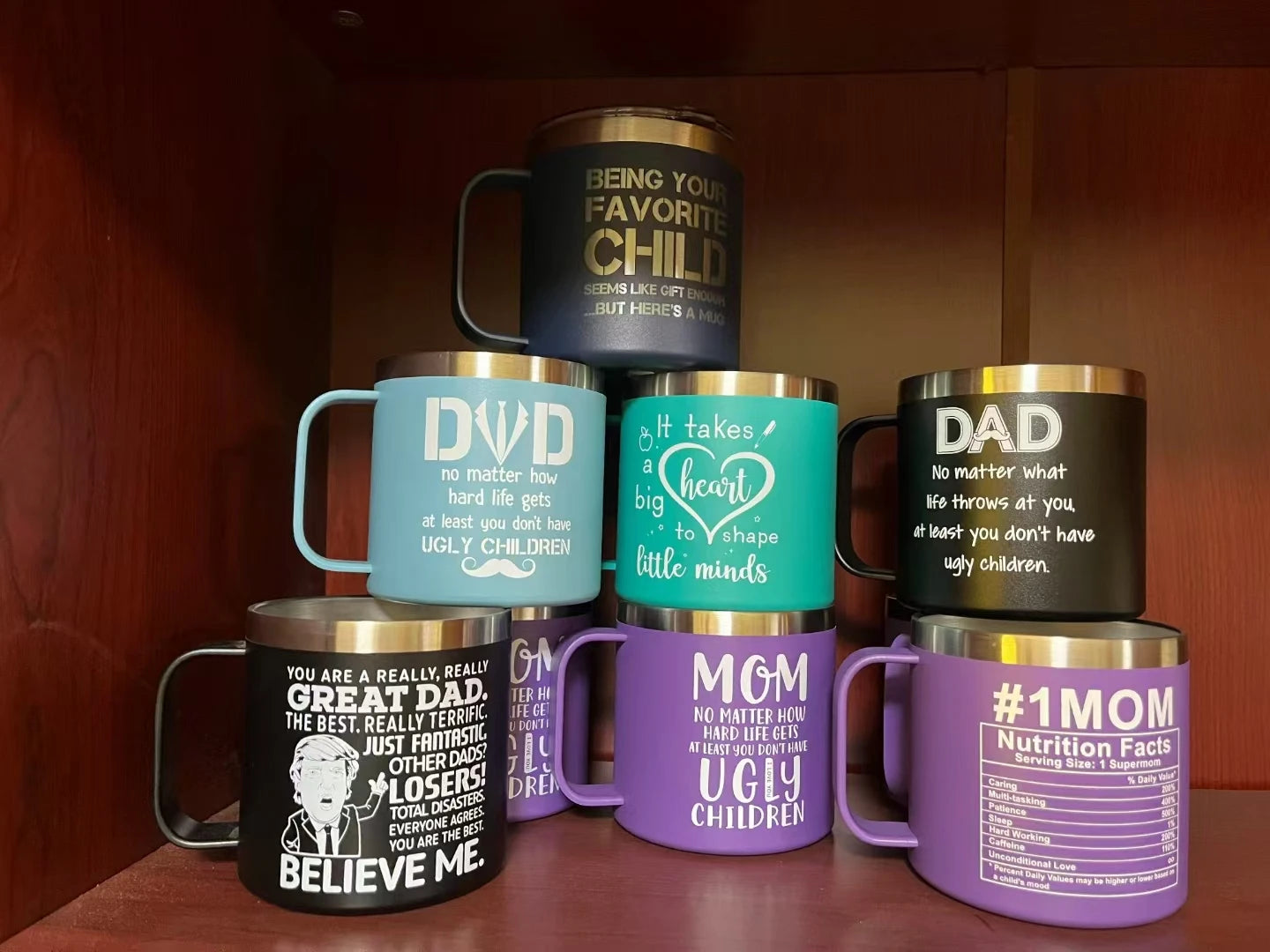 Custom Logo Name Stainless Steel Insulated Coffee Mug Tumbler with Handle 12 oz 360ml Tumbler Cup with Lid for Hot & Cold Drinks